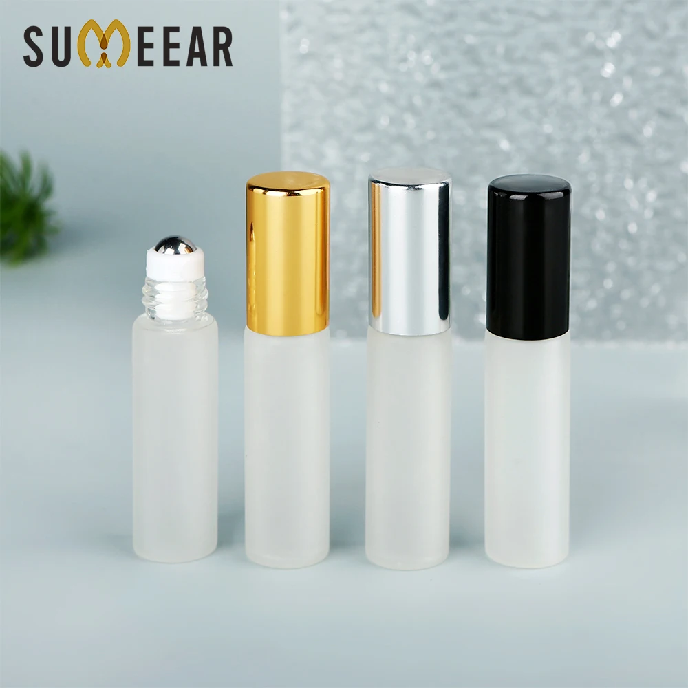 50/100 Stück 5ml Exquisite Mattglas-Parfüm-/Ölroller mit Aluminiumkappe, Glas-/Stahlkugeln, wiederverwendbare Parfümflasche – Detail 7