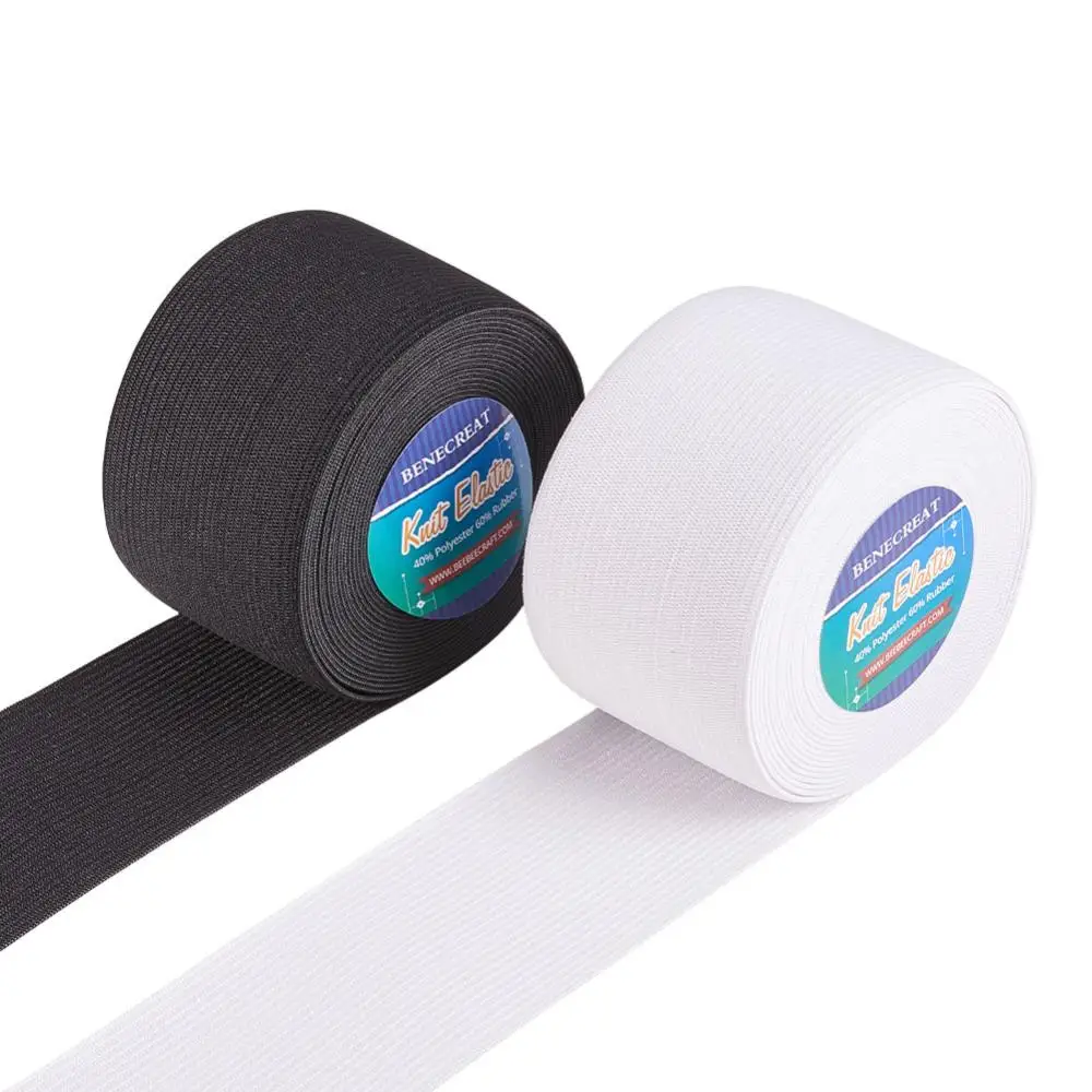 50mm & 70mm and 90mm Wide Heavy Stretch Elastic Band High Elasticity Knit for Sewing Craft Project (5m&3m /Roll White & Black)