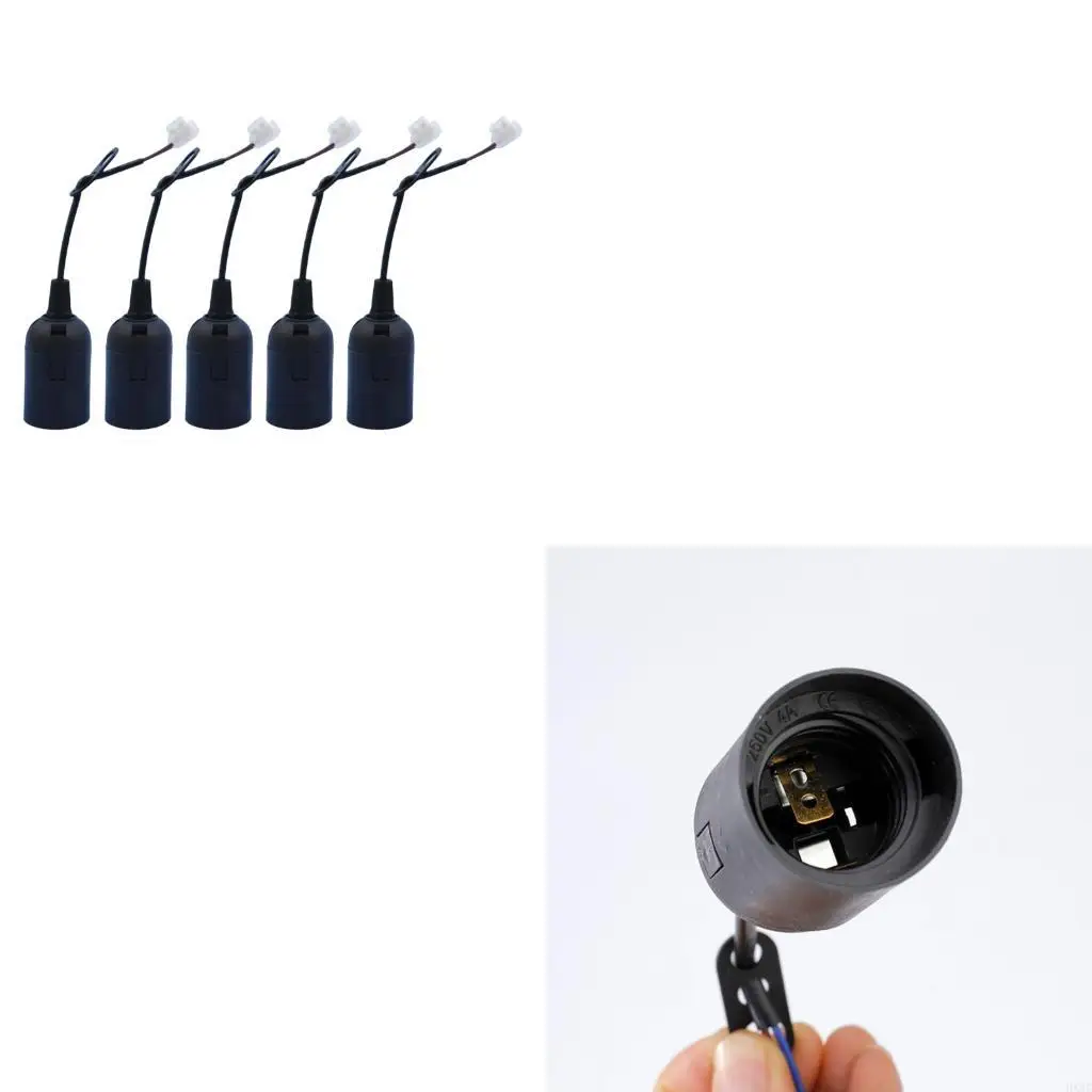 

5Pcs E27 Plastic Light Socket Base Lamp Holder Construction Socket Lamp Holder HX6C