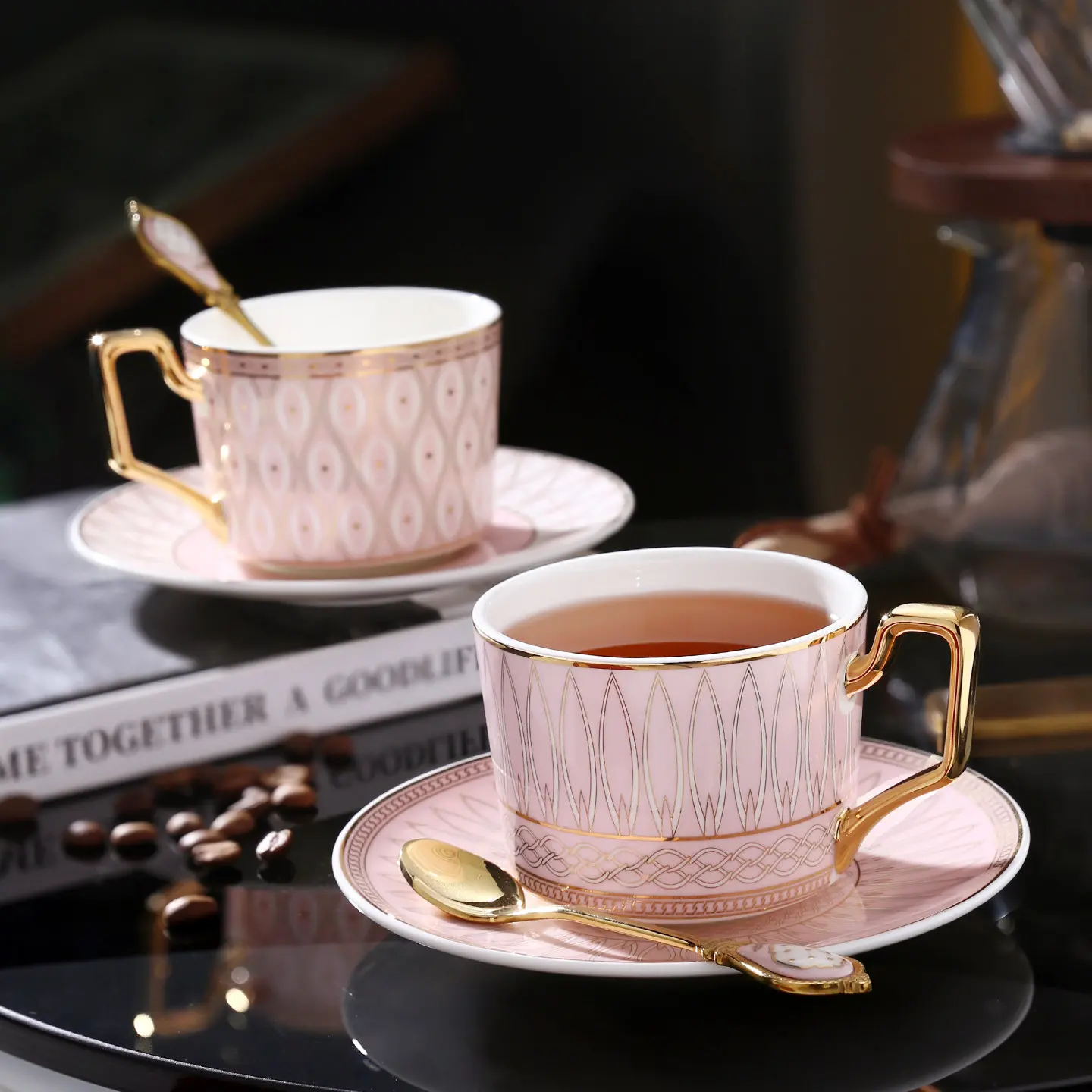 Kitchen Children Coffee Cup Set Gadgets Ceramic Flatten Container Coffee Cup Set Outdoor Portable Table Basse Cafe Accessories