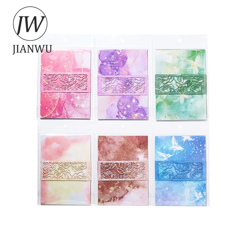 JIANWU 컬러 블러 시리즈 빈티지 수채화 얼룩 풍경 콜라주 스크랩북 재료 종이 크리 에이 티브 정크 저널 편지지