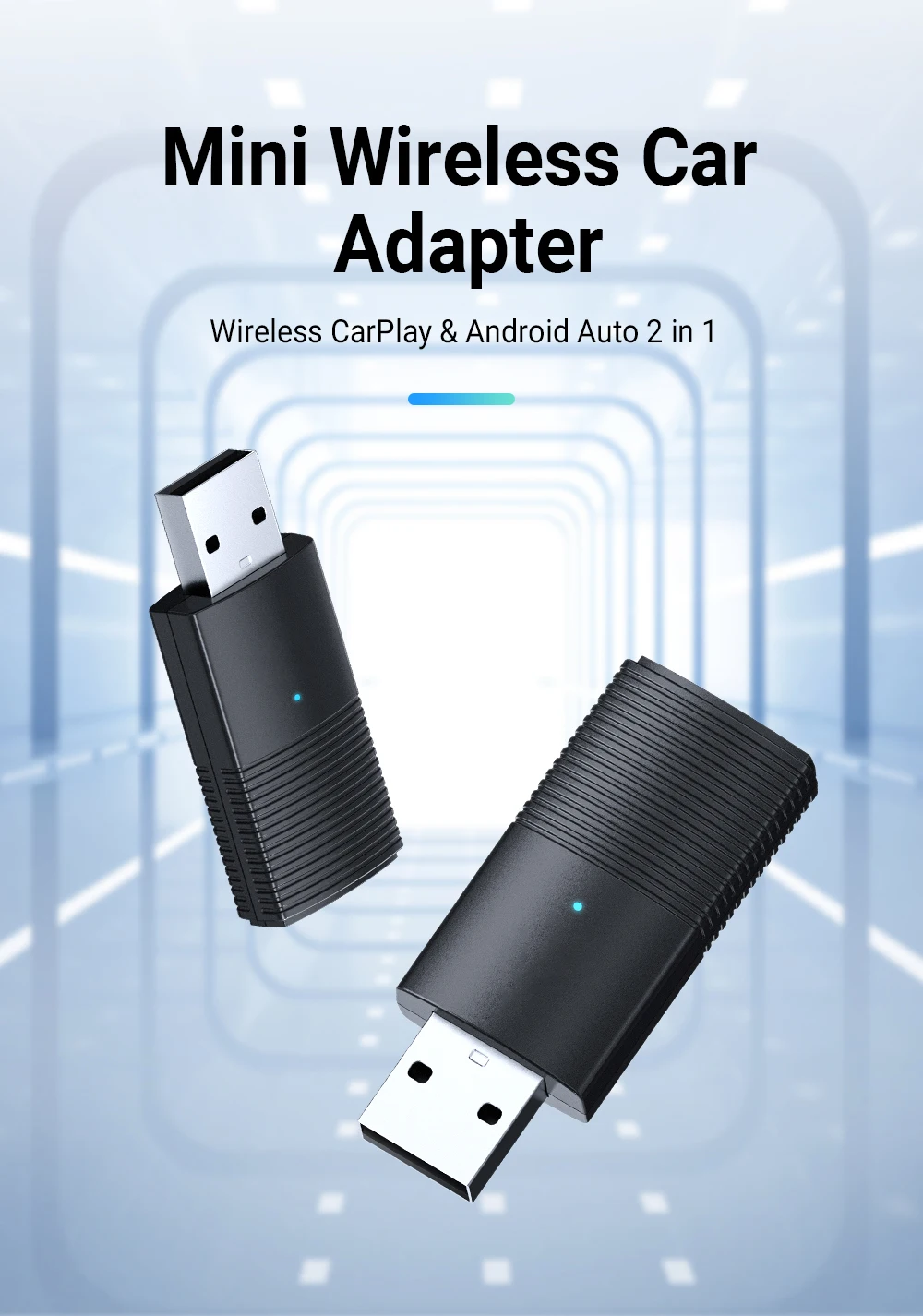 2 in 1 Mini Wireless CarPlay Android Auto Adapter Auto Parts Bluetooth USB Type C Dongle for iPhone for Samsung Google Phone