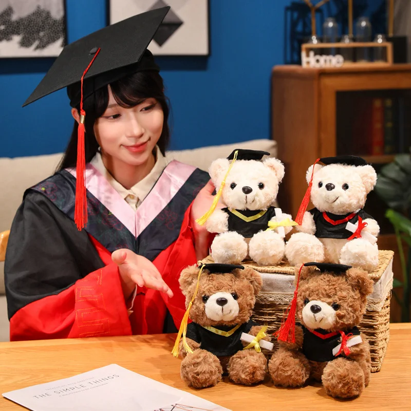 25cm Cute Dr Bear Doll Graduation Teddy Bear Ornaments, with Cap and Gown, for Kindergarten, School Graduation Gift, Party Favor view 3