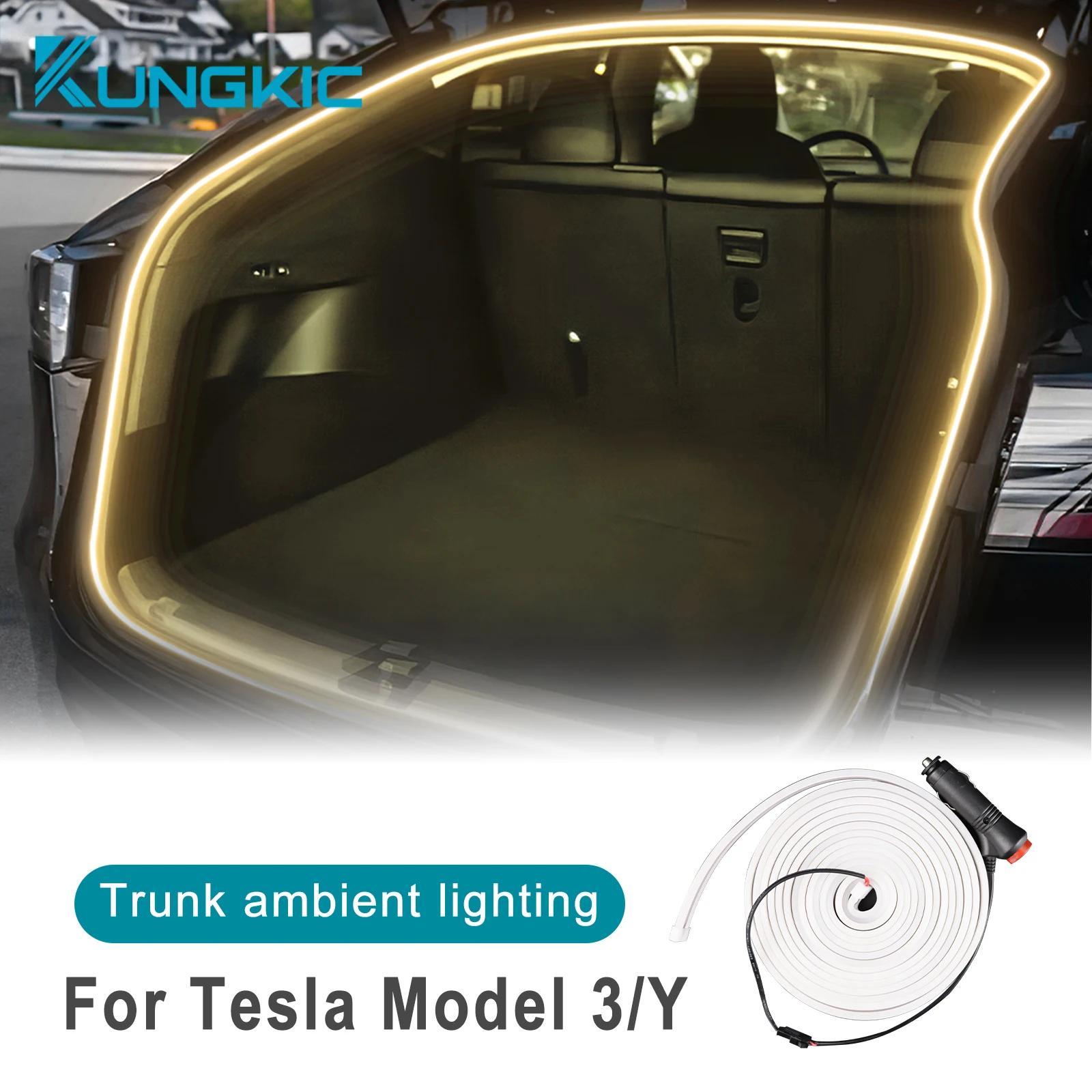 for Tesla Model 3 2018-2023 Model Y 2020-2023 12V LED Car Rear Trunk Decorative Light Bar LED Easy Install Modified Lighting