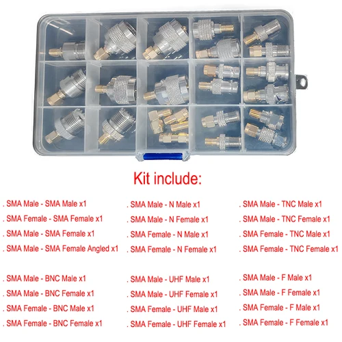 Imagen 2 del producto Kit de adaptador Coaxial SMA RF, 24 Uds., SMA M/F a TNC UHF BNC N F, conector de Cable Coaxial macho hembra, juego de convertidor de antena de Radio WiFi