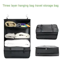 New Portable Hanging Storage Solution Multi-functional Travel Bag with 3-layer Mesh Pockets High-elastic Fixing for Clothes