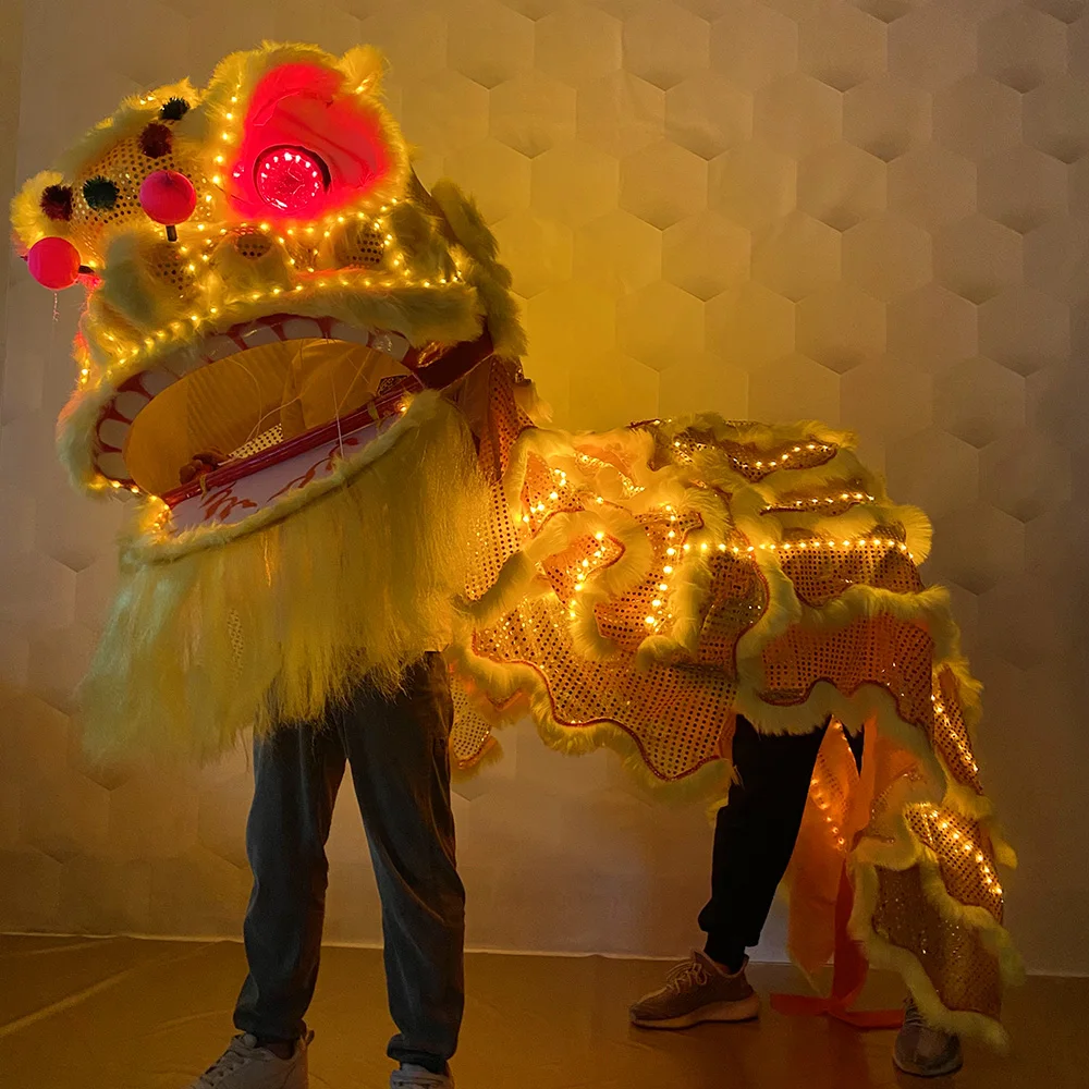 LED light lion costume Chinese New Year traditional lion dance props festival performance lighting atmosphere double lion