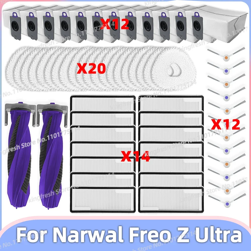 

Compatible For Narwal Freo Z Ultra Vacuum Parts Main Roller Side Brush Cover Hepa Filter Mop Cloth Dust Bag Accessories