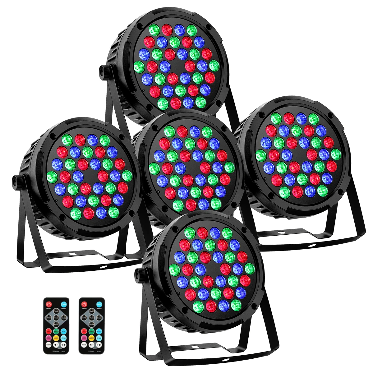 

Набор из 5 световых приборов RGB Par с 36 светодиодами, 36 Вт, звукоактивируемый, с управлением DMX, для дискотек, музыкальных вечеринок, свадеб, церквей, баров, клубов, сценического освещения