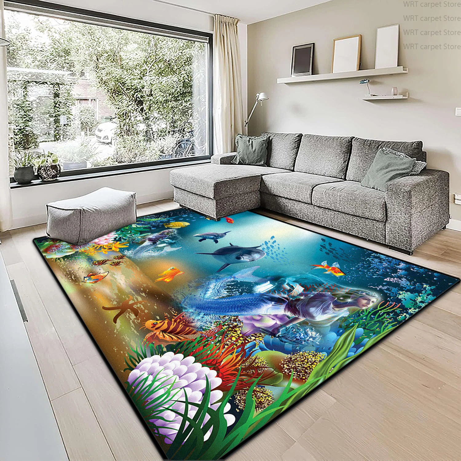 3D Vision Ocean Shark Living Room Carpet Sea Animal Decoration Home Sofa Area Soft Rugs Bedroom Romantic Fluffy Mat Realistic