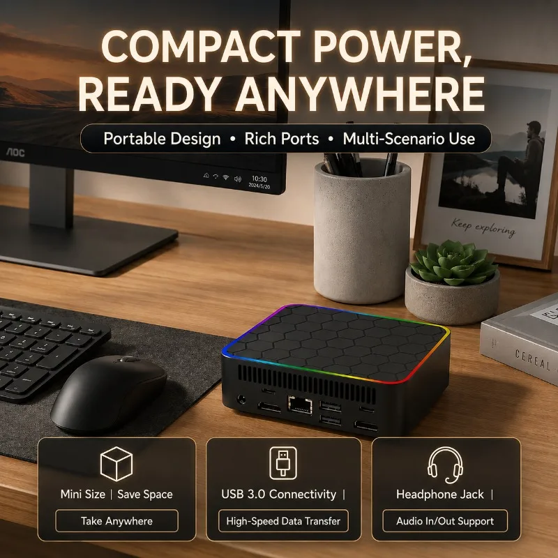 Compact Intel Core i3-6100 Mini PC, 16GB RAM, 1/2TB NVMe SSD, WiFi6, BT5.2, 4K Ultra HD, Desktop for Office, Gaming & Study