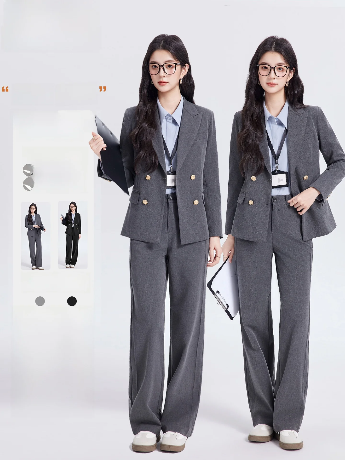

ay Suit Jaet Women's Spring Profional Commuting Double Buttoned Interview Formal Western Wear Ensemble Ele Slim Fit