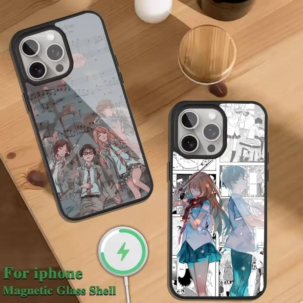 

Comic Your L-Lie in A-April Phone Case For Magnetic Wireless Charge Cover For iphone 16 15 14 13 12 11 Pro Max Plus Coque