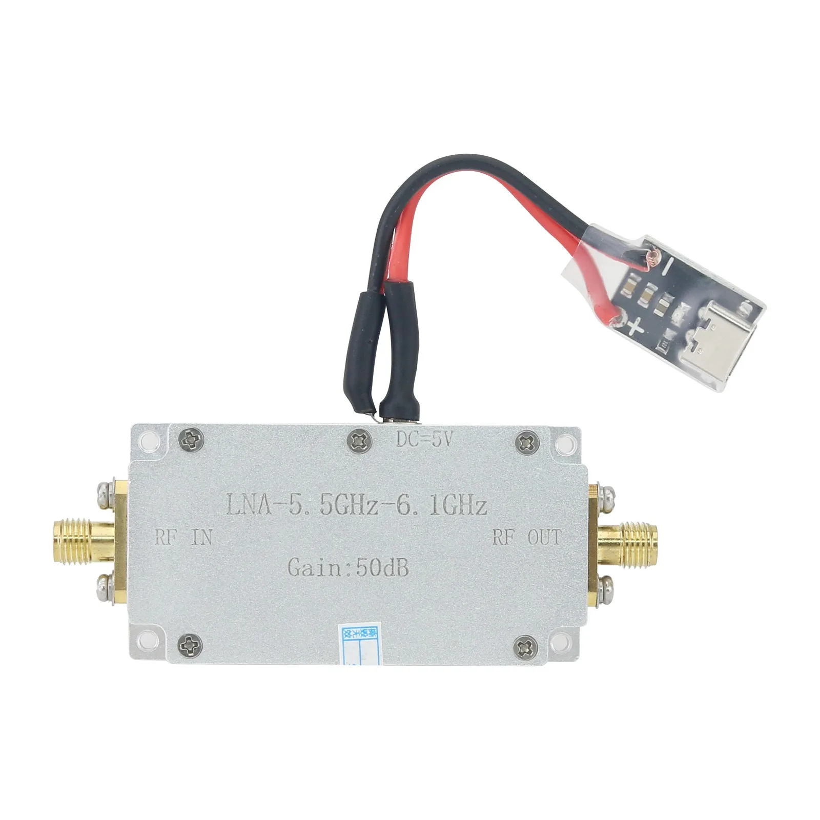 5.8GHz Low Noise Amplifier LNA (powered By Type-C 5V), Frequency 5.5GHz To 6.1GHz, Gain 50dB