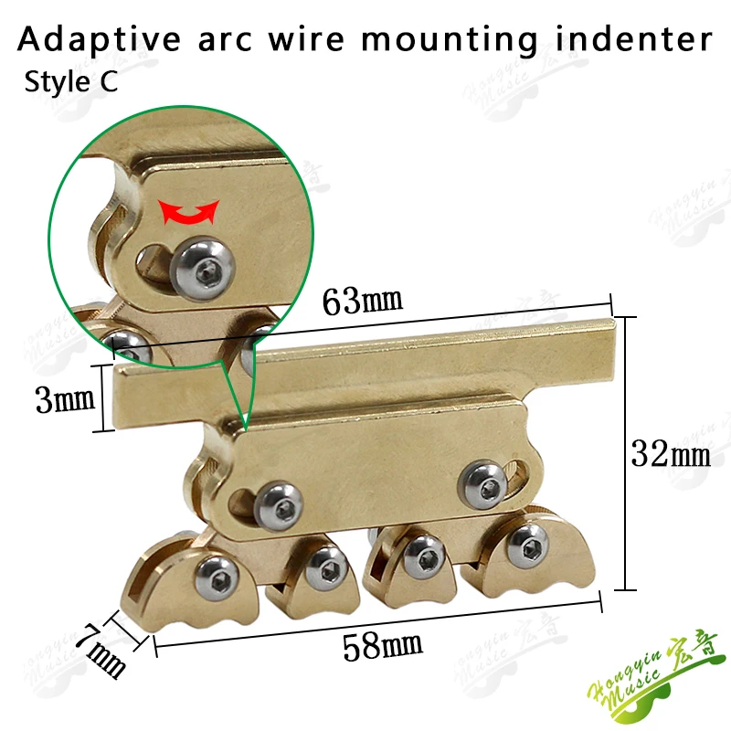 Prensa de Trastes Adaptável com Arco Variável para Montagem de Fios de Guitarra em Instrumentos Acústicos e Elétricos com Curvaturas de Escala de Vários Raios