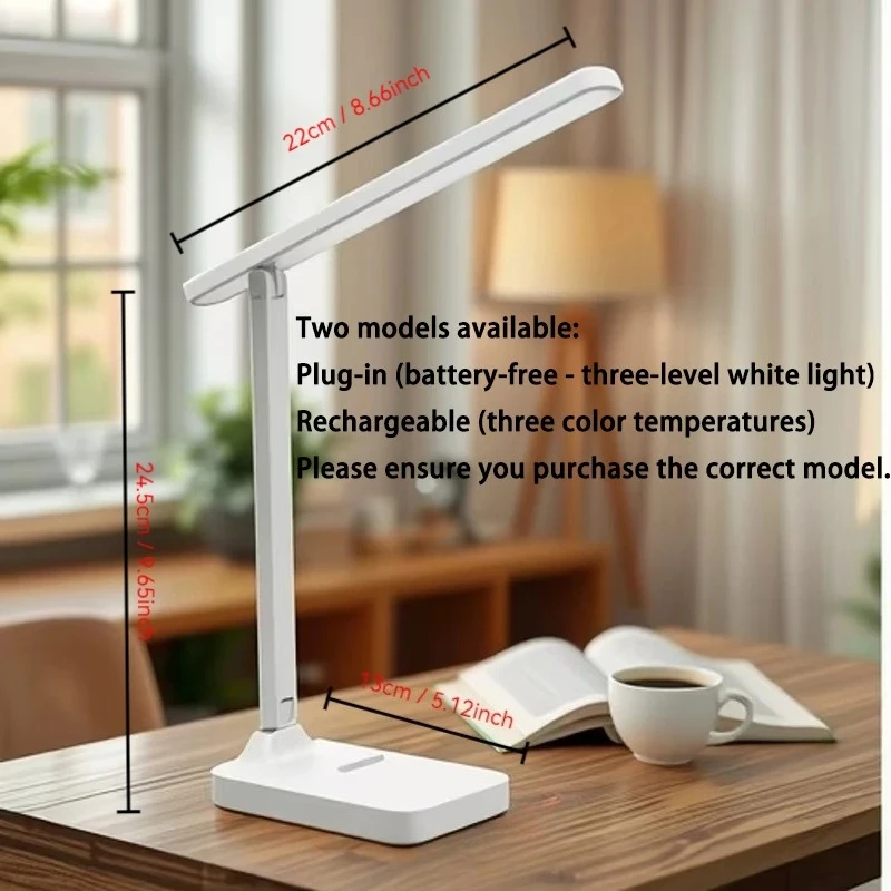Foldable Eye Protection Desk Lamp, Supports Three-Speed Dimming, Supports USB Charging and Plug-In Two Styles, and Has Learning