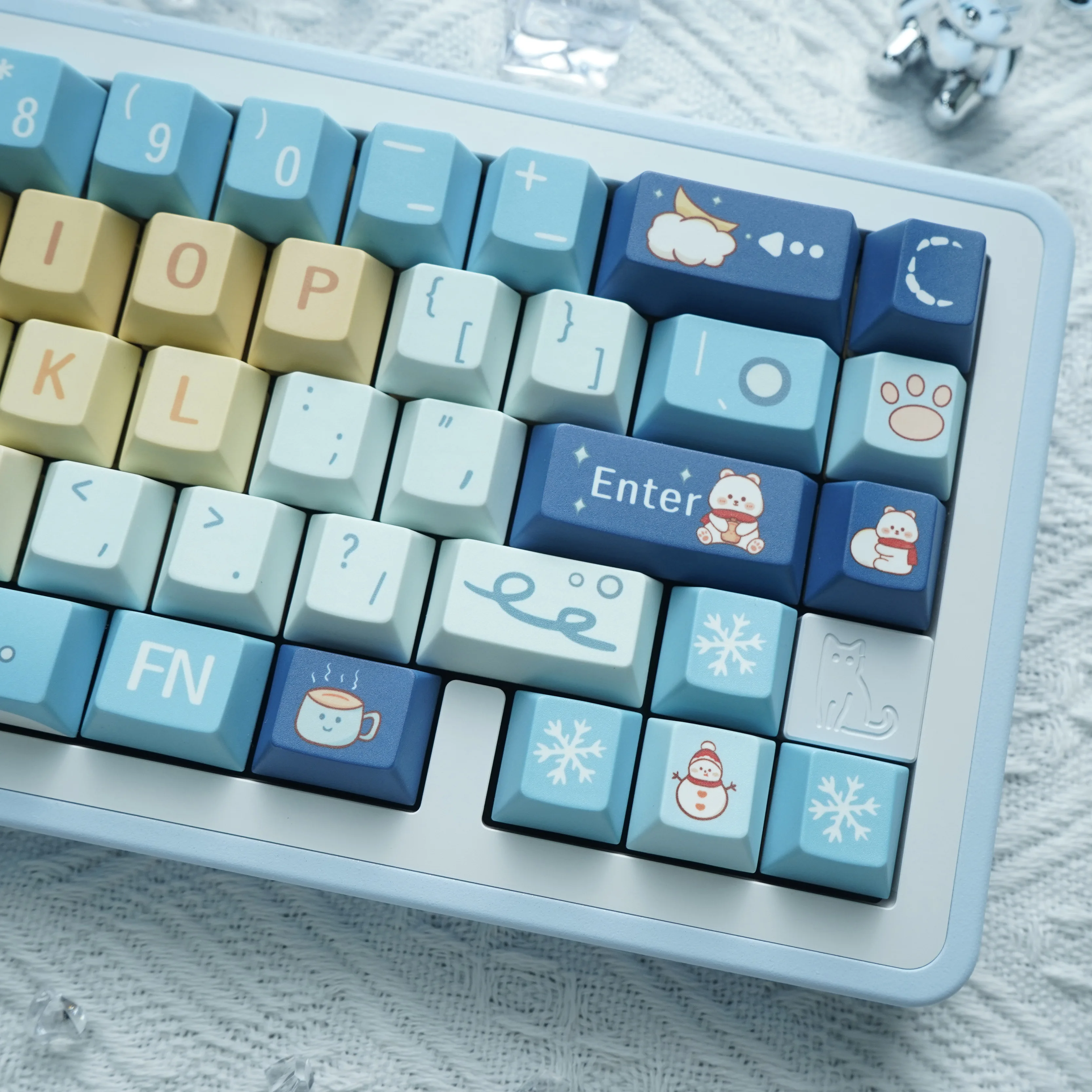 Urso de inverno PBT Keycap, Perfil cereja, Conjunto completo pequeno personalizado compatível com teclado mecânico MX, 132 teclas