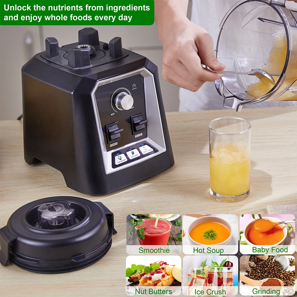 BioloMix programma automatico frullatore per frullato da cucina professionale BPA FREE 2L barattolo a basso profilo Mixer per alimenti spremiagrumi