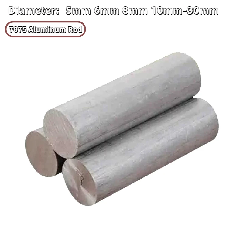 1Pcs 7075 Aluminum Rod Solid Super Hard Aluminum Round Rod Diameter 5mm 6mm-30mm Length 500mm Processing Zero Cutting Customized