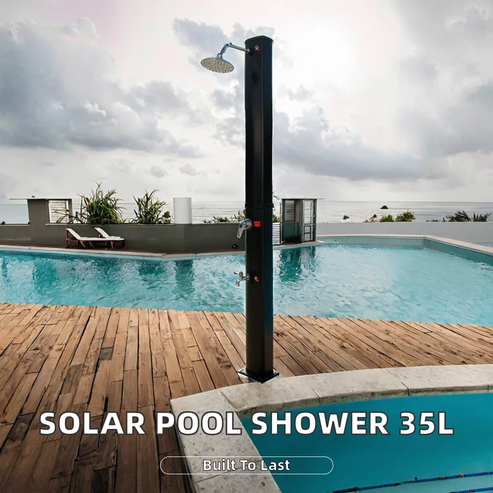 PVC Octagonal Solar Shower with Foot Rinse | Outdoor Shower for Pool Use | No Electricity Required