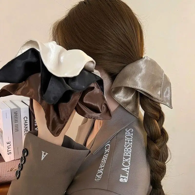 

INS Square Satin Silk Hair Scrunchies Hair Ties Elastic Hair Band Hair Rope Square Headrope Low Temperament Ponytail Headband