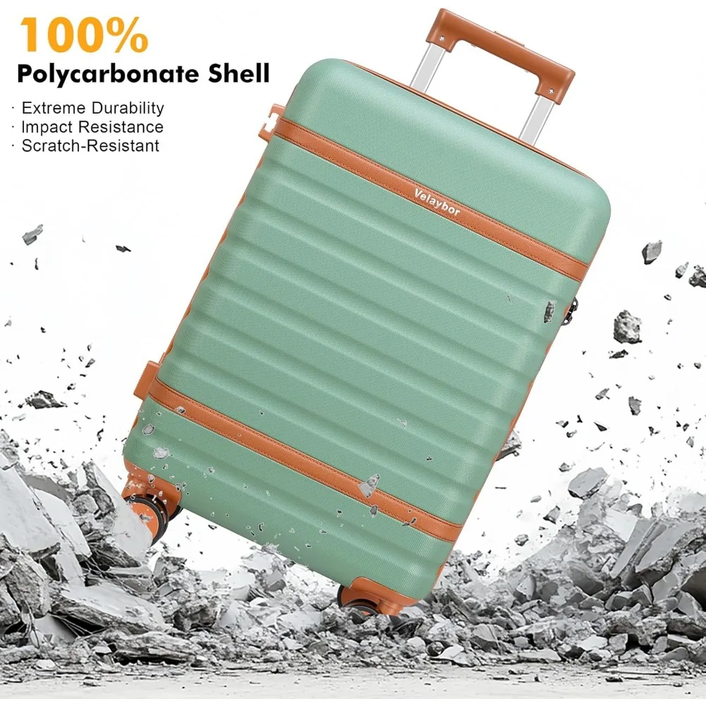 3 Piece Spinner Luggage Set, Lightweight Hardside Suitcase with TSA Lock, YKK Zippers, 20 Inch Carry-On Travel Set