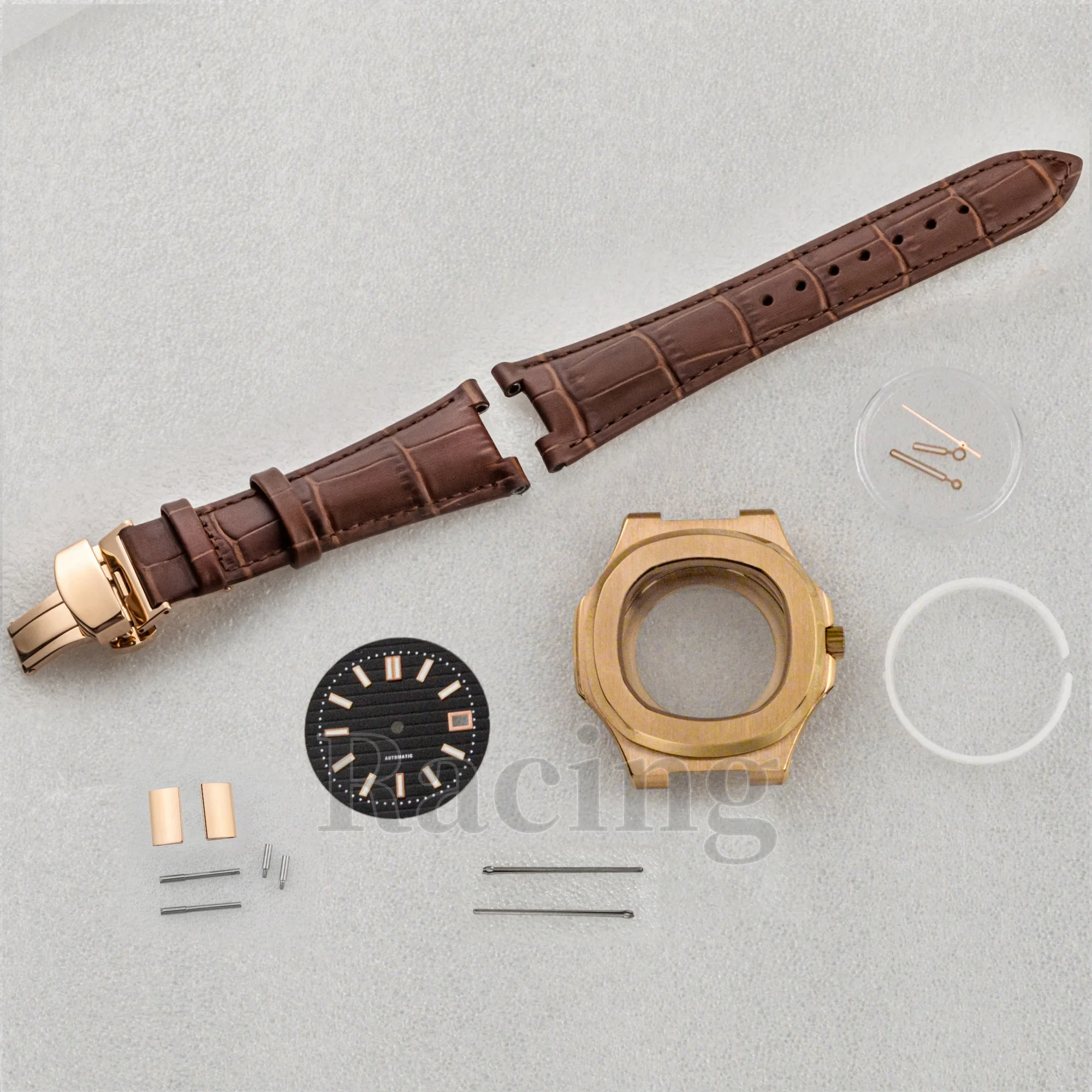 NH35 Case 41mm Watch Case Genuine Leather Strap Luminous Dial Hands for Nautilus Watches Mod Accessories fit NH35/36 Movement