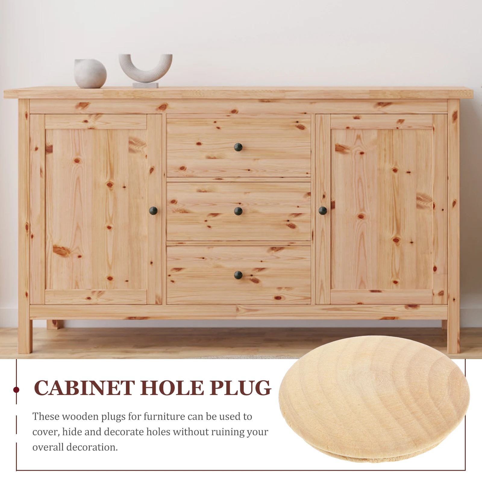 

100pcs Stair Wood Cover Hole Plugs Snap-in Round Cabinet Furniture Hole Caps Decorative Wooden Plugs for Table Legs Holes Hide