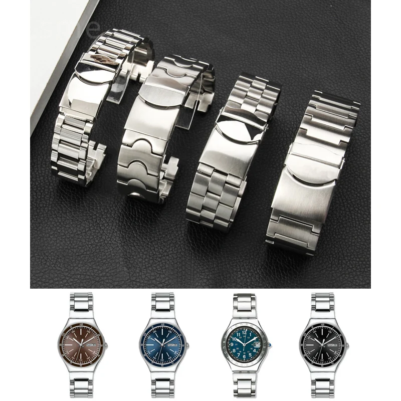 

Ремешок для часов Swatch Ygs749g с тремя вилками и вогнутым выпуклым отверстием, мужской водонепроницаемый ремешок для часов с защитой от пота 17 мм, 19 мм, ремешок для часов из нержавеющей стали 316