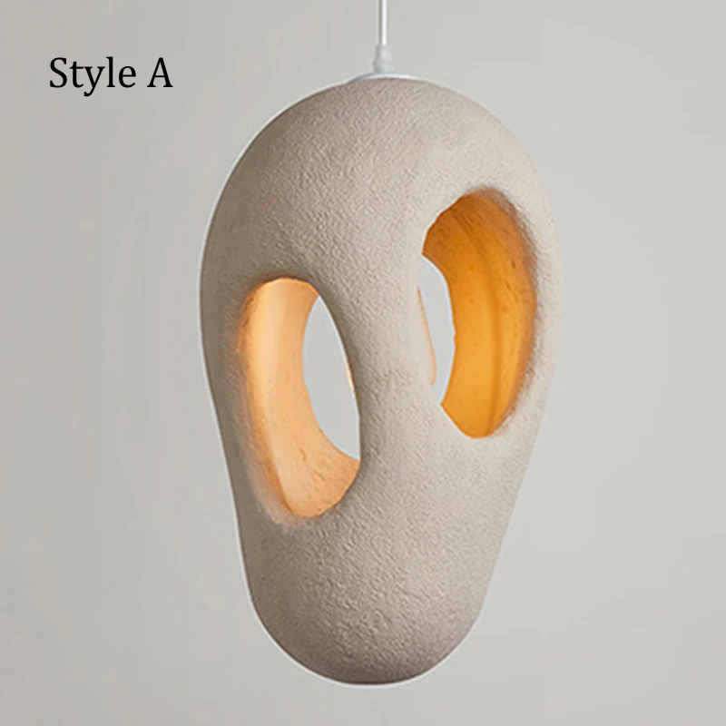 Japanese Wabi Sabi Beige Porous Shape Pendant Light Home Stay Bedroom Bedside Chandelier Nordic Simple Style Creative Lamps