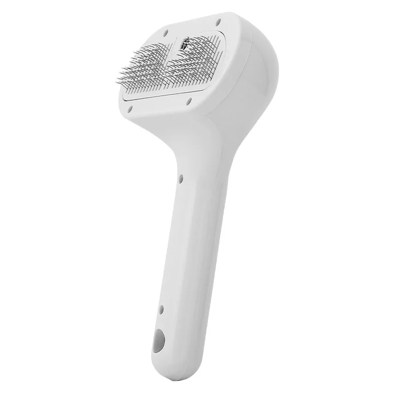 Electronic Mist Spray Pet Grooming Brush Gentle Deshedding Tool for Dogs and Cats Includes Hair Smoothing Comb White