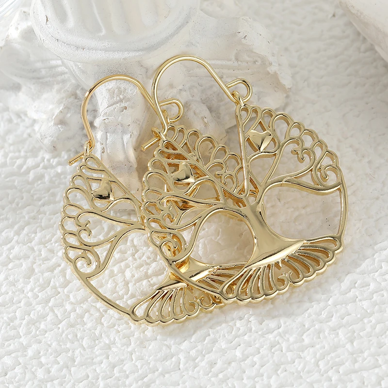 보헤미안 스타일 속이 빈 생명의 나무 과장된 골드 펜던 - Luxury Lifestyle Jewelry 리뷰 및 가격