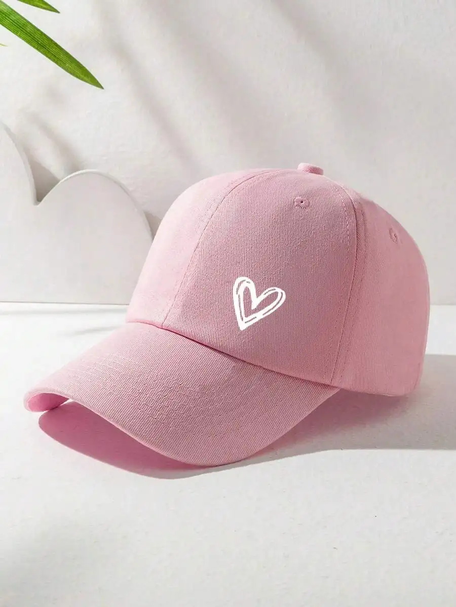 1pc Unisex Heart Printed Breathable Adjustable Baseball Cap, Fashion Versatile For Daily Casual Wear (Color May Vary From