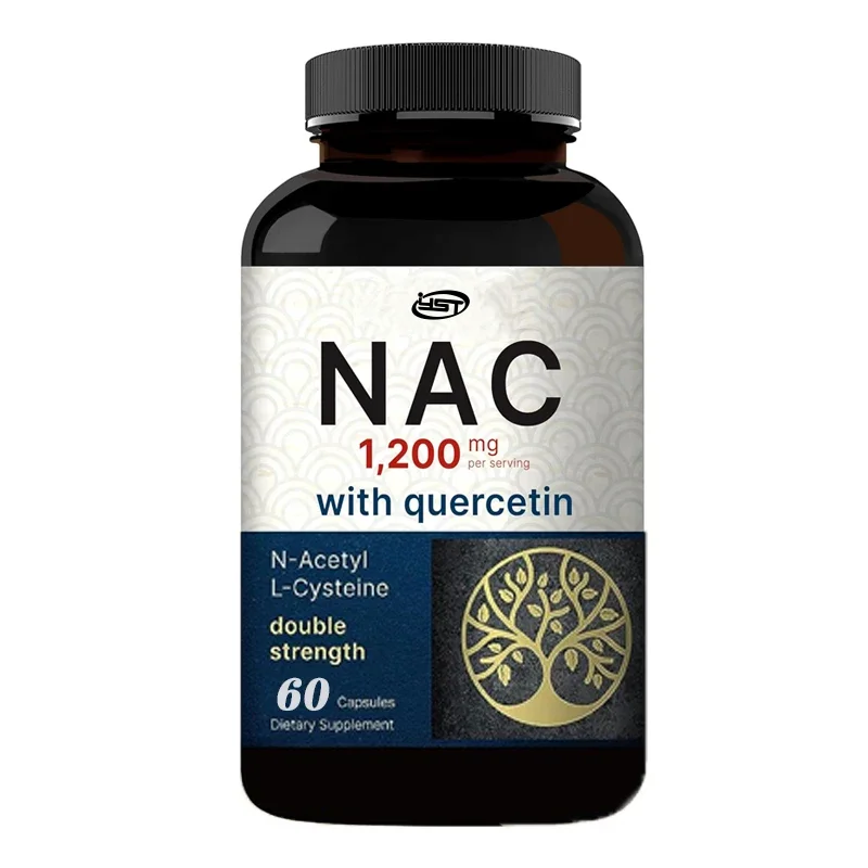 NAC supplement 1200mg 60 capsules, N-acetylcysteine containing quercetin dual strength - supports immune, liver, and lung health