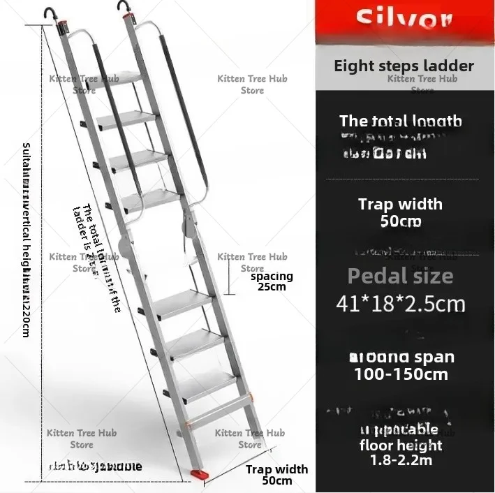Portable Ladder, Household Aluminum Alloy Folding Ladder, Straight Ladder Escalator Portable Mobile Stair Climbing
