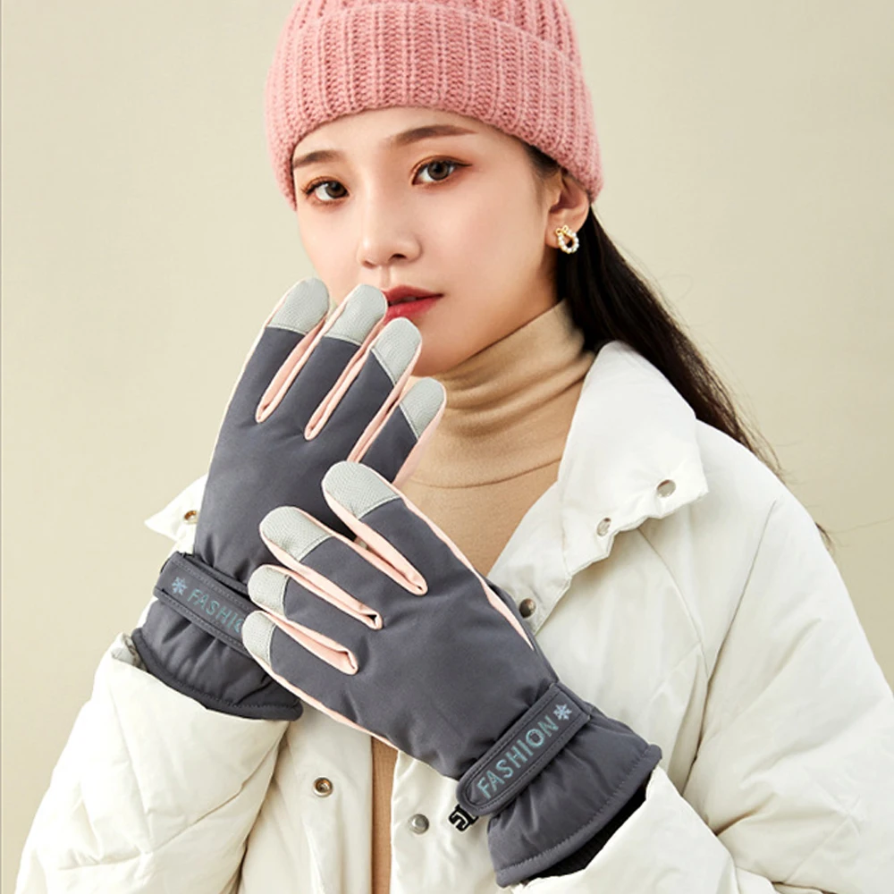 قفازات التزلج مقاومة للماء والرياح - قفازات الثلج الدافئة السميكة، قفازات على الجليد، قفازات الشتاء لركوب الدراجات بشاشة تعمل باللمس