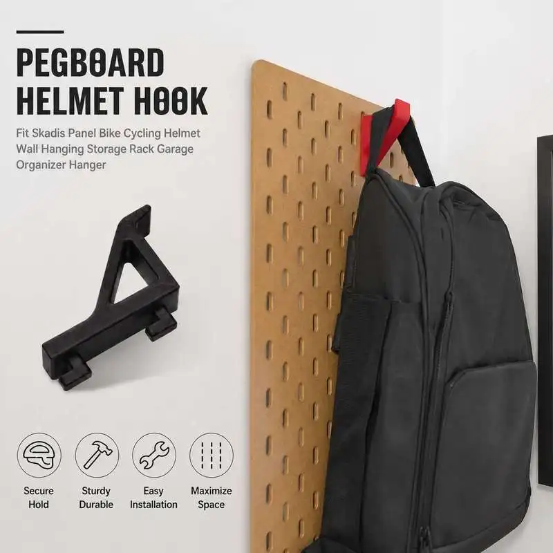 Pegboard Helmet Hook Fit Skadis Panel Bike Cycling Helmet Wall Hanging Storage Rack Garage Organizer Hanger