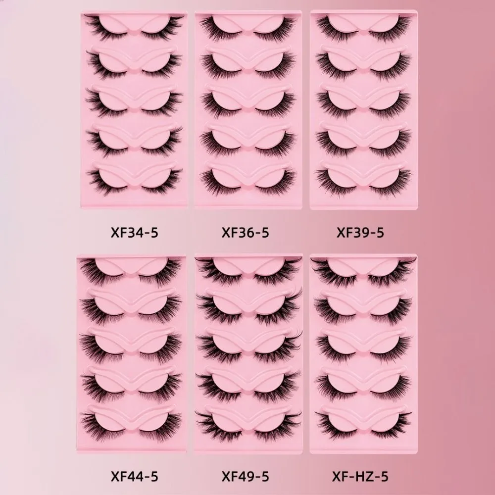 

5 пар 3D индивидуальных накладных ресниц, косой полет, Европа и Америка, накладные ресницы для глаз, манга, кластеры из искусственной норки, накладные ресницы