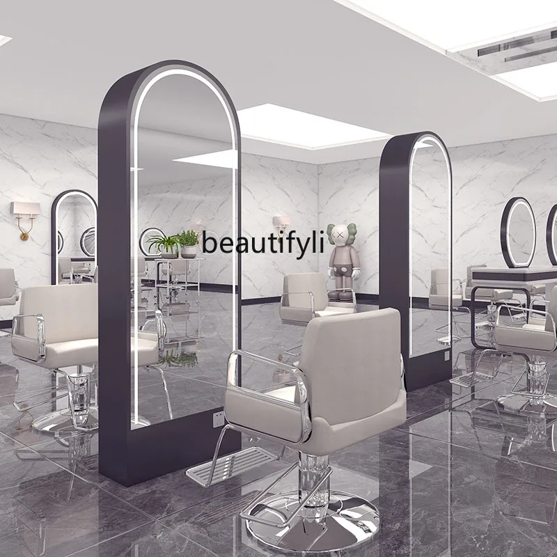 Barber Shop Single-Sided Wall Simple and Light Luxury Stainless Steel Hair Saloon Dedicated Double-Sided Hair Cutting Mirror