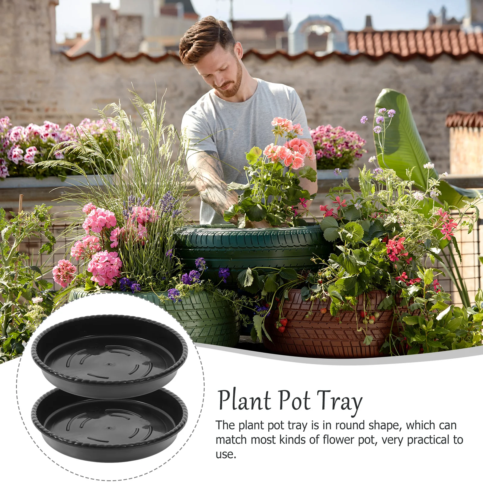 

10Pcs Plastic Plant Saucers Premium Wear-Resistant Flower Pot Trays for Outdoor Gardening Plant Saucers Flower Pot Trays