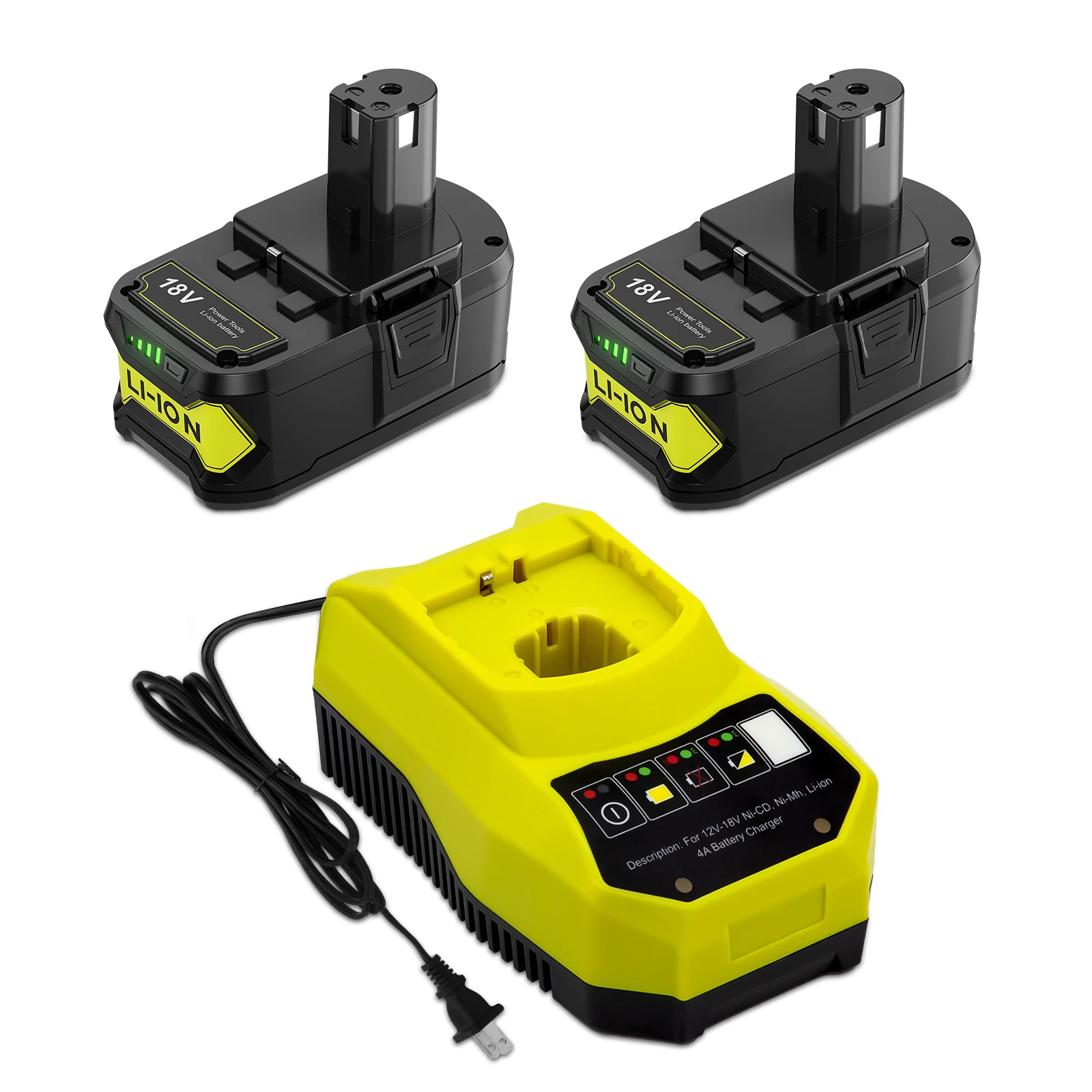 P108 8.0Ah For Ryobi One 18v High Capacity 18v LI-ion Compatible With For Ryobi P107 P109 Power Tools 8000mAh Battery+Charger