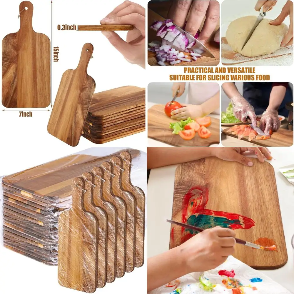 

Acacia Wood Charcuterie Set, 18-Piece, 15x7 Inches, with Handles, Ideal for Kitchen Chopping and DIY Gifts