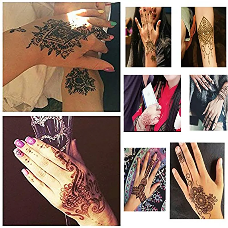 4 pcs Henna Stencil Temporary Hand Tattoo Body Art Sticker Template  for Painting Wedding on Hand  Bride Beauty Henna Tattoo