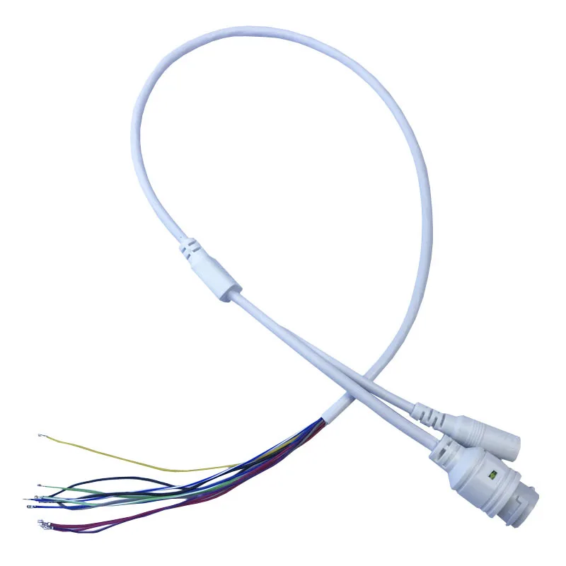 CCTV POE IP network Camera PCB Module video power cable Withe, 65cm long, RJ45 female connectors with Terminlas,waterproof cable