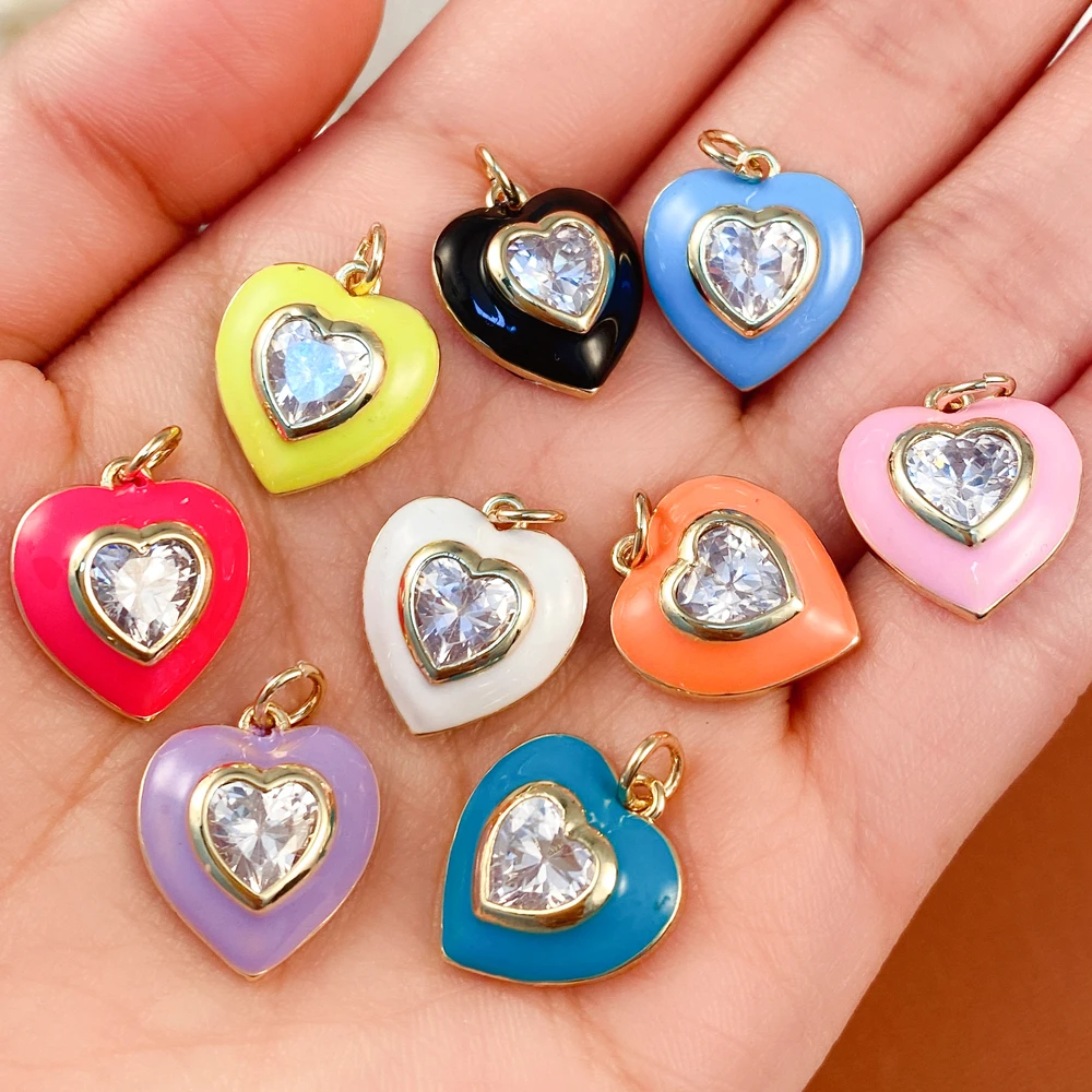 

Juya 4Pcs/Lot DIY Women Lovely Jewelry Making Handmade 18k Gold Plated Enamel Colorful Square Oval Love Heart Charms Supplies