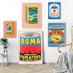 Japanese Pink Lemon Juice Blossom Ink Canned Sardine Tomato Good Quality Prints and Posters Vintage Room Cafe Decor Home Decor