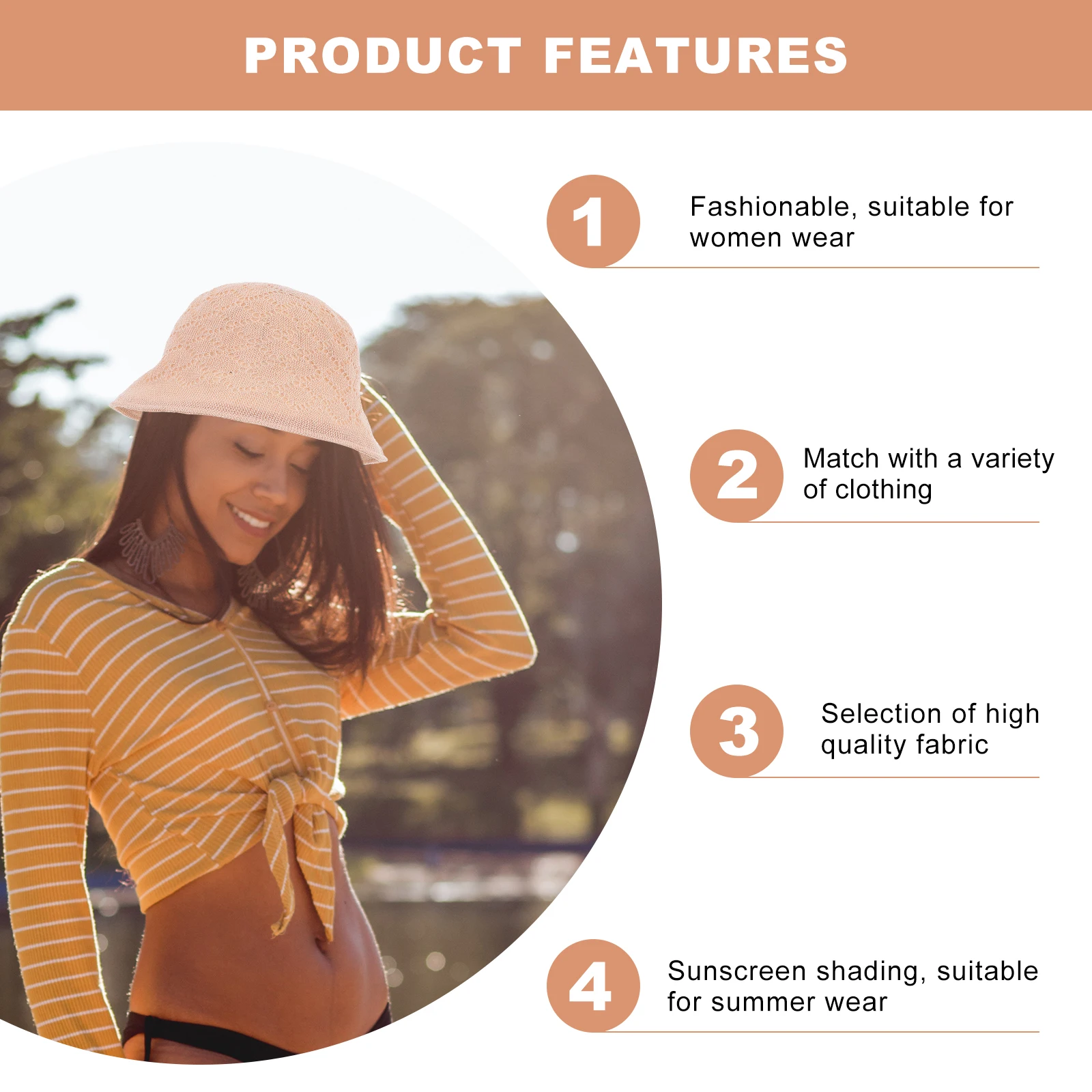 

Sunscreen Shading Summer Hat For Women Windproof Breathable Large Brim Beach Outdoor Floppy Bucket Hat Soft Comfortable Fabric