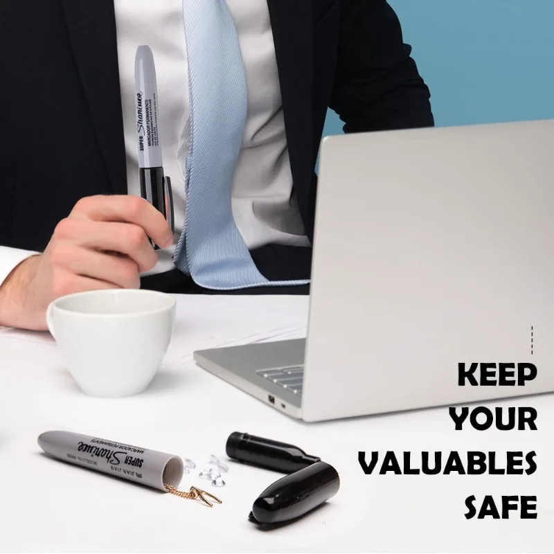الإبداعية وهمية أحمر أسود قلم تحديد مقصورة مخفية تحويل البصر آمنة للمنزل مكتب إخفاء قلادة المال الأشياء الثمينة الصغيرة