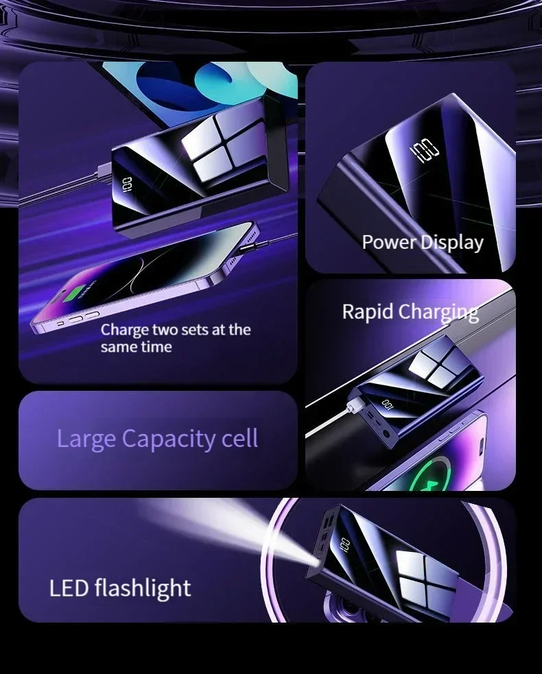 100% brand new genuine fast charging 100000mAh power bank, large capacity mobile power supply, universal 100W fast charging