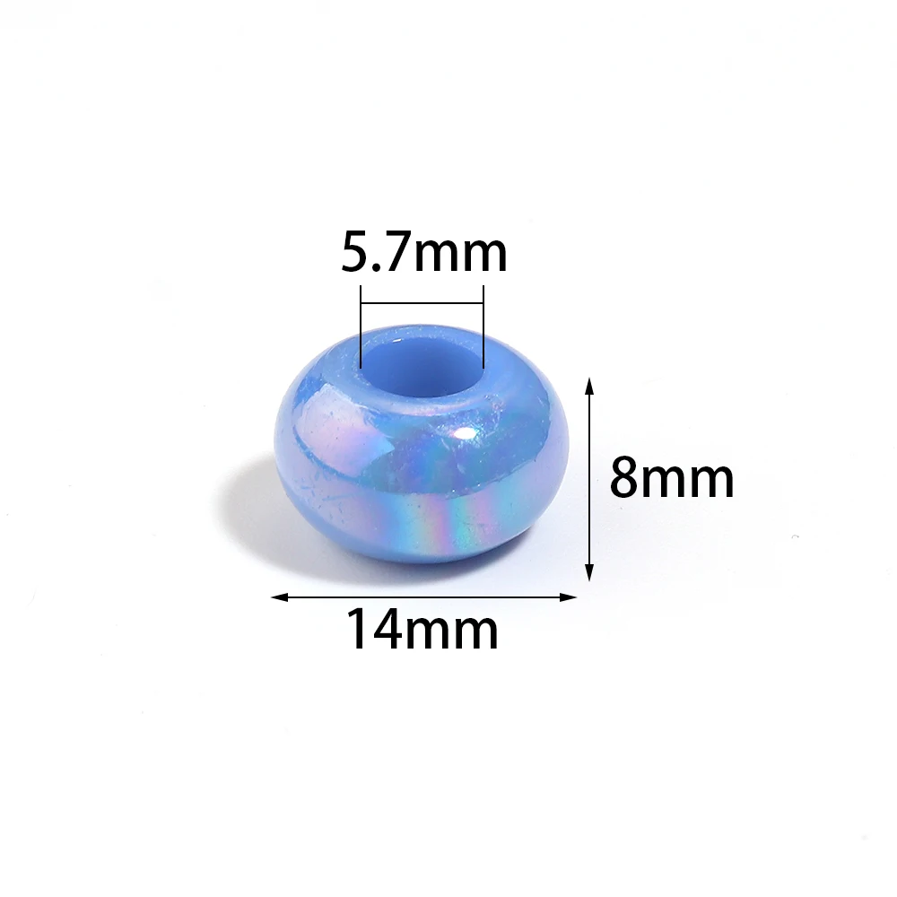50pcs/lot Plated Colored Acrylic Wheel Beads Large Hole Flat Round Loose Spacer Abacus Beads For DIY Charms Keychains Bracelet